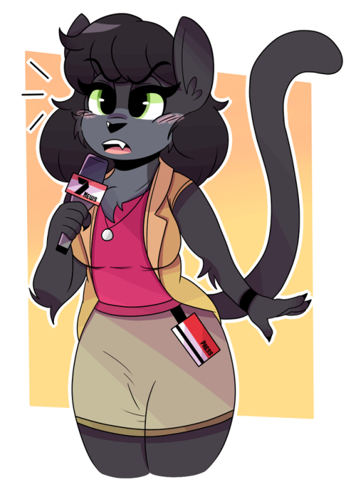 Art trade I did on Twitter! A panther reporter named Mynx!-Twitter