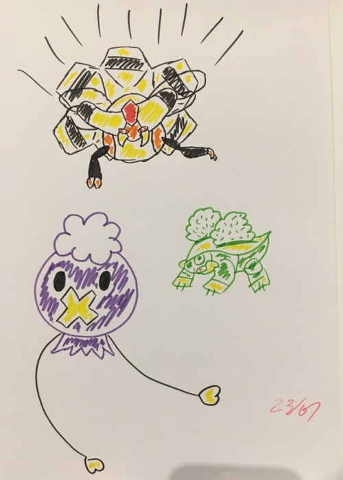 Tried drawing some pokémon with markers 