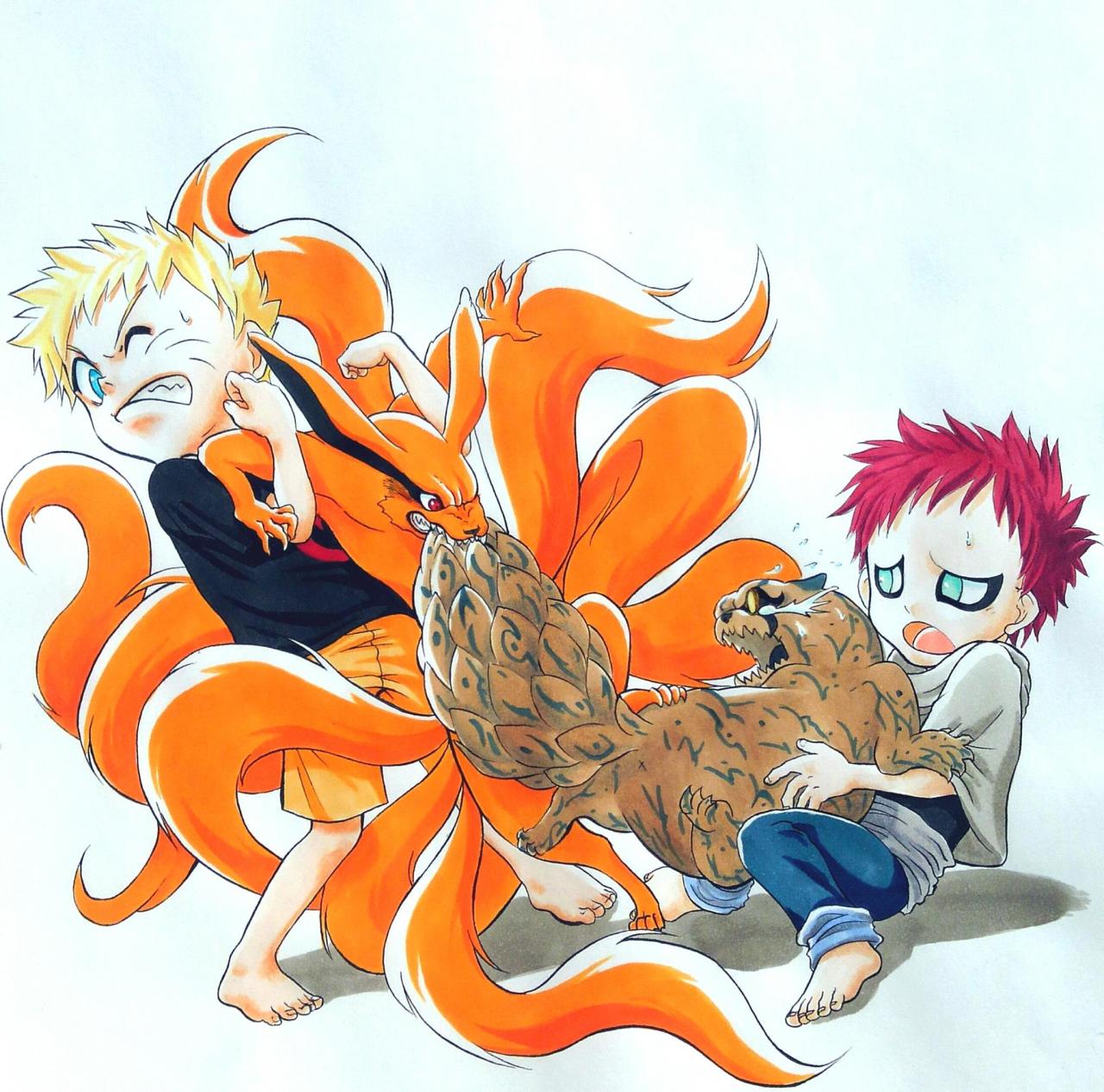 The one tails gaara and naruto shippuden