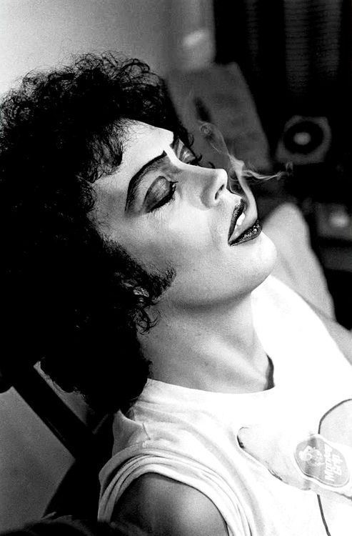 i-am-on-a-lonely-road:Mick Rock captures Tim Curry on the set of The Rocky Horror Picture Show, 1975