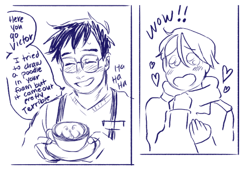 savi-bunny: Did someone call for a basic ass coffee shop!au?   With cute barista Yuuri and