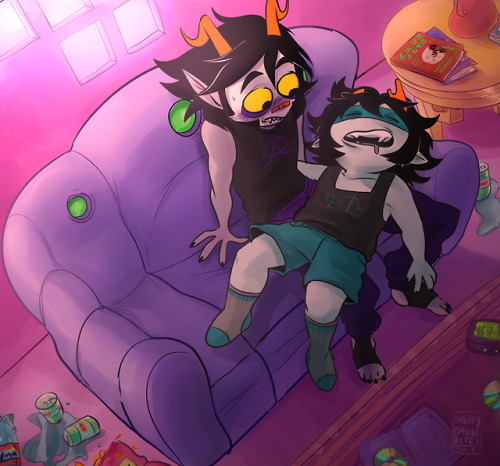 p-pamda: crustybagelbites: finished my art trade for @p-pamda! love these dumb boys!