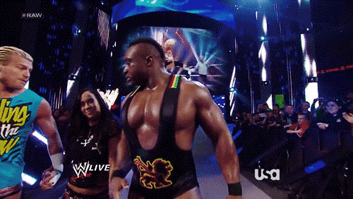 animatedwwe:  Big E hitting AJ during his entrance 