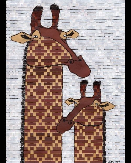 Giraffes. Another paper weaving experiment. #paperweaving #illustration #drawing #painting #giraffe 