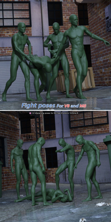 Sometime’s all that’s left to do is fight it out! And what better way to do that than with disordercode’s fight poses! You get 14 Interacting Poses for Michael 8 and Victoria 8! Ready for Daz Studio 4.9 and up!Fight Poses For Michael 8 And Victoria