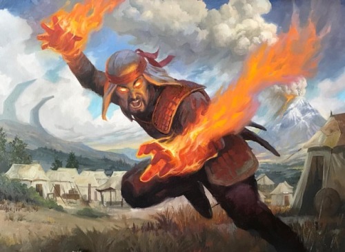 New piece for MtGs Dominaria. Firefist Adept, 12x16 oil on Masonite. #art #mtg #mtgaddicts #dominari