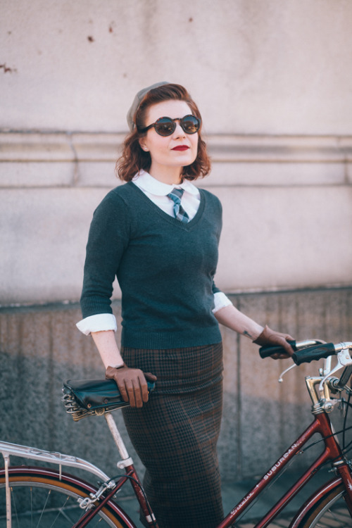 preferredmode:Ella, on a tweed ride in Brooklyn.