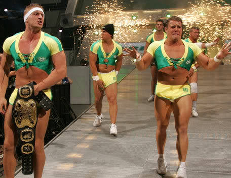 shitloadsofwrestling:The Spirit Squad adhere to the “new dress code” [October 2nd, 2006]