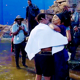 blackpantherdaily: Chadwick Boseman and Angela Bassett behind the scenes on Black