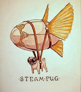 thatjeepgirl-crissey:  steampunktendencies:  Steampug by By Robin Latkovich #steampunktendencies #steampunk #pug #steampug #funny #lol  #cute  @mossyoakmaster  😂😂