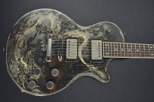 glorifiedguitars:  James Trussart Rust On Cream Dragon Engraved SteelDeville