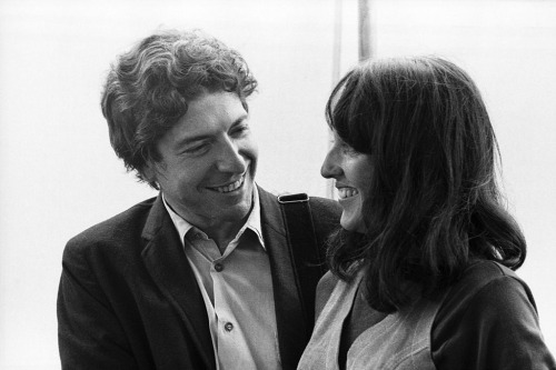 lindamccartney:Joan Baez and Leonard Cohen backstage at the Newport Folk Festival in July, 1967