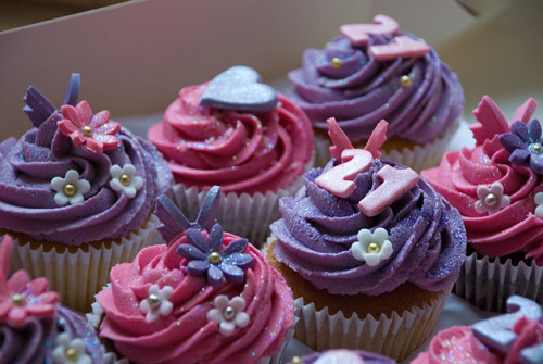 awkwardcupcake:  Hot Pink and Purple 21st Birthday Cupcakes for Emma by Oh Crumbs Cupcakes on Flickr.