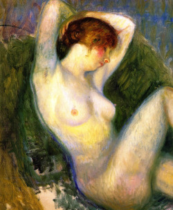 bofransson:  Nude in Green Chair (unfinished) William James Glackens