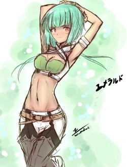catwithabrush:  Because it’s Emerald (and Greenery Day)Never drew her before this-https://twitter.com/CatWithABrush/status/727815239496929281/photo/1http://www.pixiv.net/member_illust.php?mode=medium&amp;illust_id=56704733