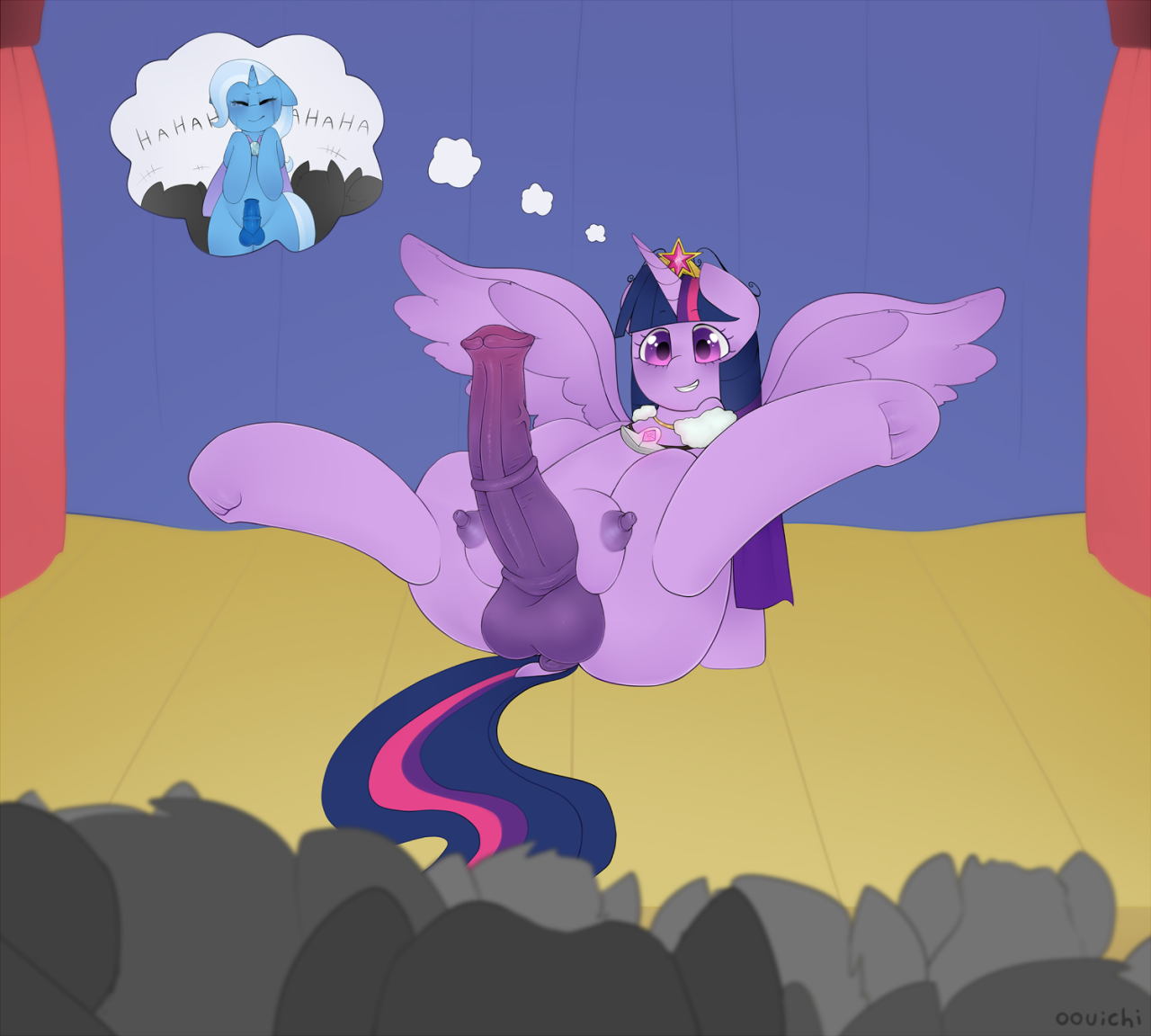 Twilight won a magical amulet in a battle against Trixie, and is now reaping the