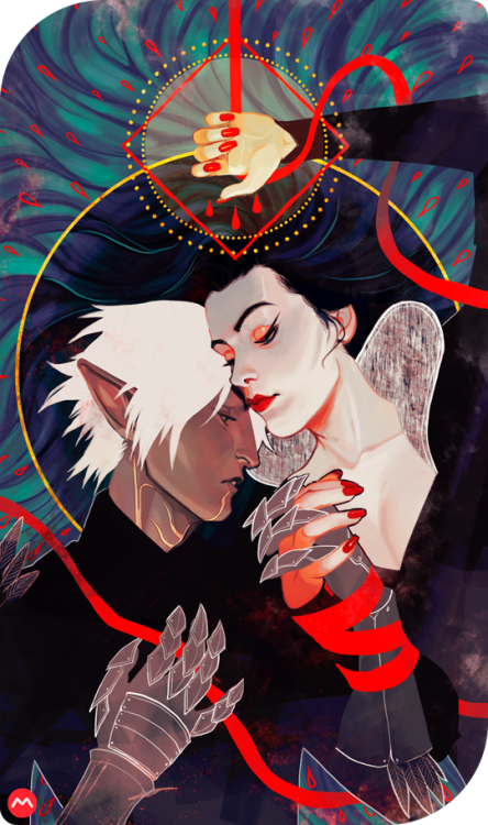 estramor:  we go together, not apart. never apart. Aisling Hawke and Fenris, by @mureh.