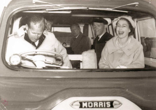 theroyalhistory: The Duke of Edinburgh gives Queen Elizabeth II a ride in a school bus, Westray Isla