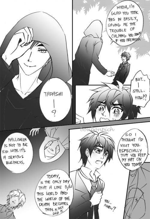 bonbonpich:  Happy Halloween :D i wanted to write a ghost-Tadashi, and Hiro being trikced, that’s all, lol. i’m just recovering from my sickness so i guess i’ll be talking more later ^^;somehow, i think the ‘reply’ button is gone?