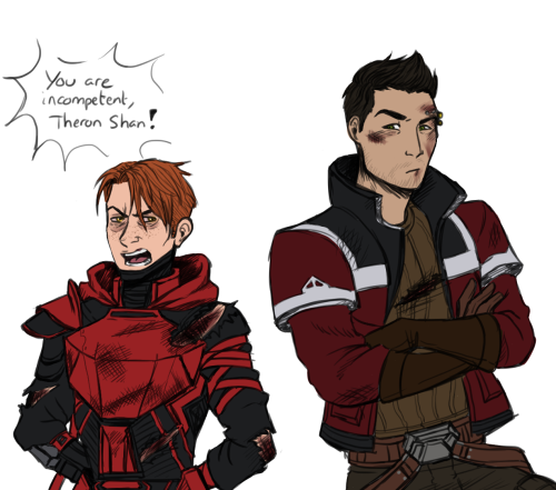 A few sketches of my Sith Warrior, aka the angry sad bean, in Star Wars: The Old Republic.I love his