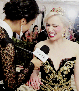Emilia Clarke Being Interviewed At The Met Gala, 2018