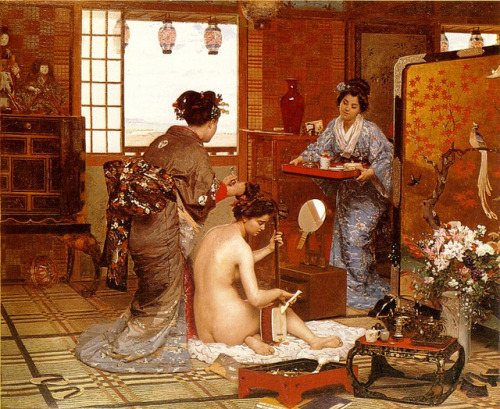 classic-art: The Japanese Toilette Marie-Francois Firmin-Girard, 1873