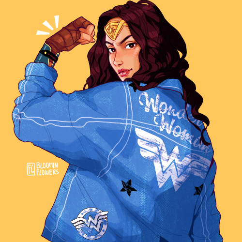 bloominflowers:   watched wonder woman last night and i really enjoyed it!! here’s some fanart of her wearing the jacket i wore to the cinema bc why not 💪✨ 