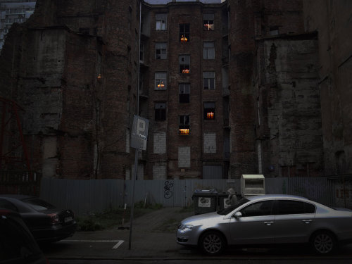 punkpoisonivy: haaretz: Where the Warsaw Ghetto once stood, Hanukkah candles light the night &lt