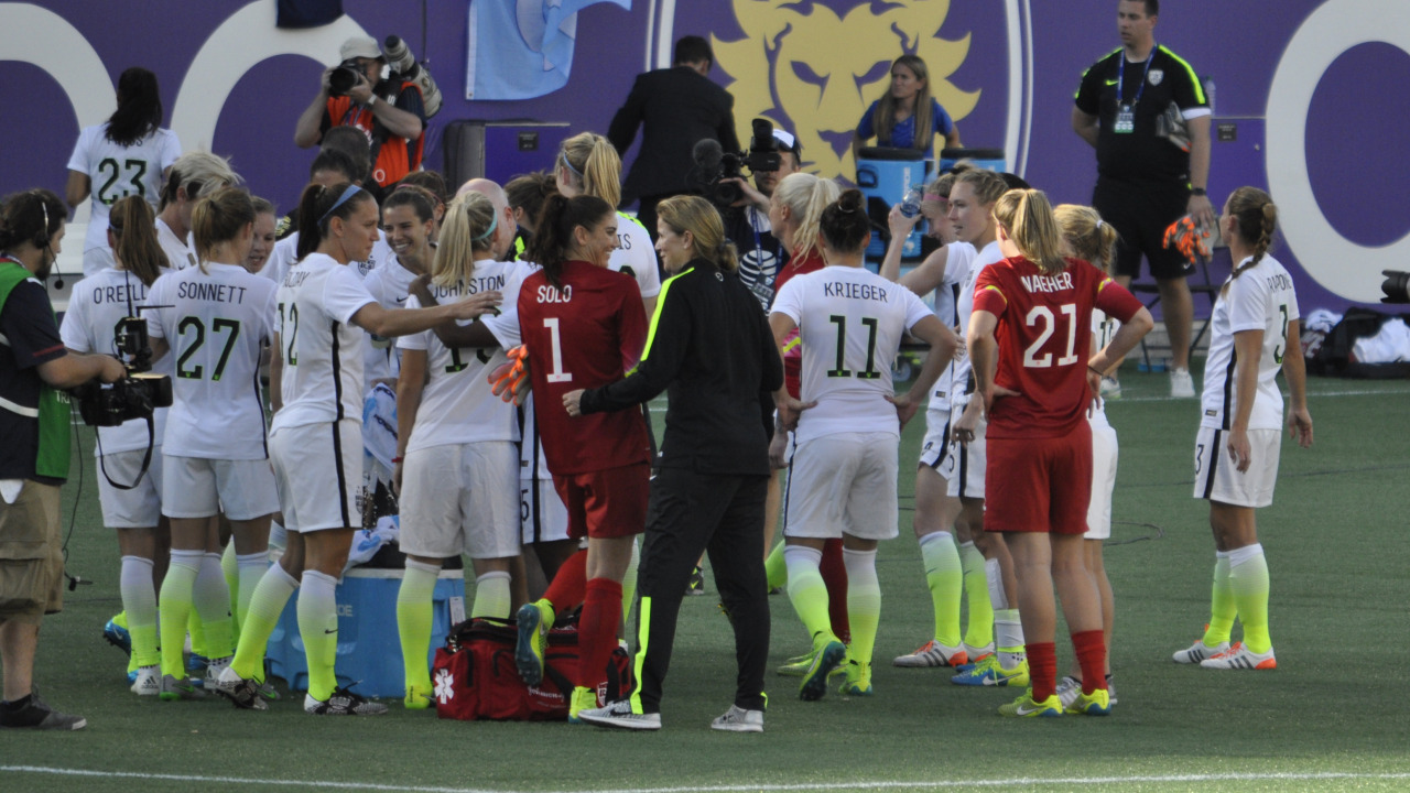 usswnt:  Ali Krieger and Ashlyn Harris - USA vs Brazil - USWNT Victory Tour - Orlando