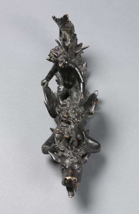 cma-european-art: Doorknocker with Two Satyrs Riding an Ox, 1800s, Cleveland Museum of Art: European