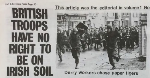 Derry workers chase paper tigers!From ‘Irish Liberation Press’ vol. 2 no. 3 1971 from Cedar Lounge L