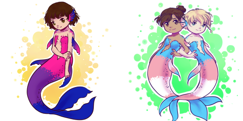 amaranthia-draws:  I just wanted a post that collected all of my little pride mermaids at once. They