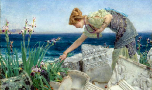 life-imitates-art-far-more:Lawrence Alma-Tadema (1836-1912)“Among the Ruins” (1904)Oil o