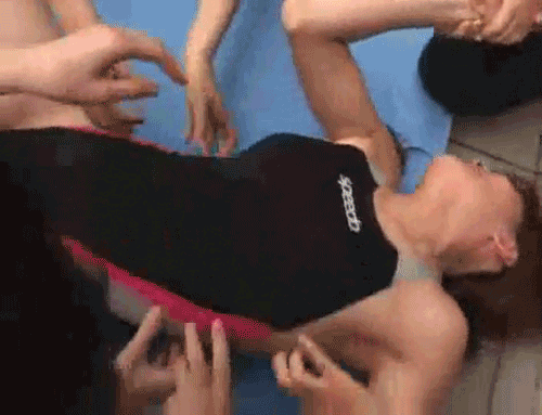 pj-tickling: world-of-fun-with-girls:A girl in swimsuit gets tickle tortured Training in the swimmin