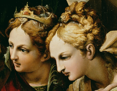 renaissance-art:Nosadella c. 1560sHoly Family with Saints Anne, Catherine of Alexandria, and Mary Ma