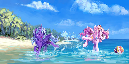 epicbroniestime:  Luna and Celestia At The Beach by *KP-ShadowSquirrel 