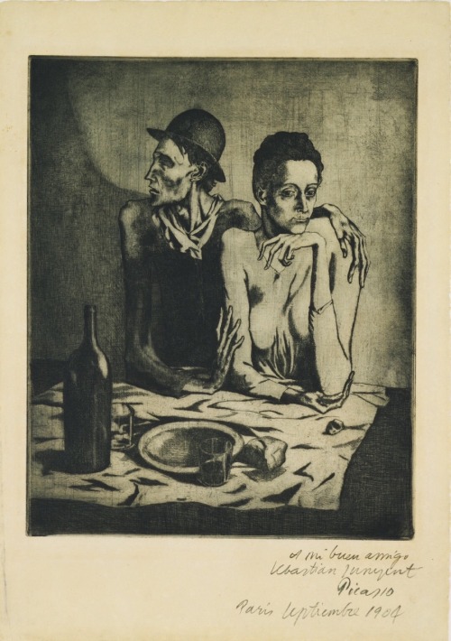 Pablo Picasso - The Frugal Meal (1904) - Created during the artist’s Blue Period, “The Frugal Meal” 