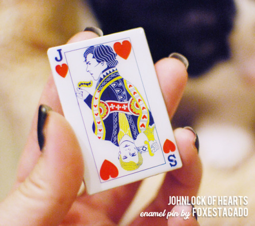 foxestacado:  foxestacado:  Introducing my JOHNLOCK OF HEARTS enamel pin! 2 inches tall, it’s 