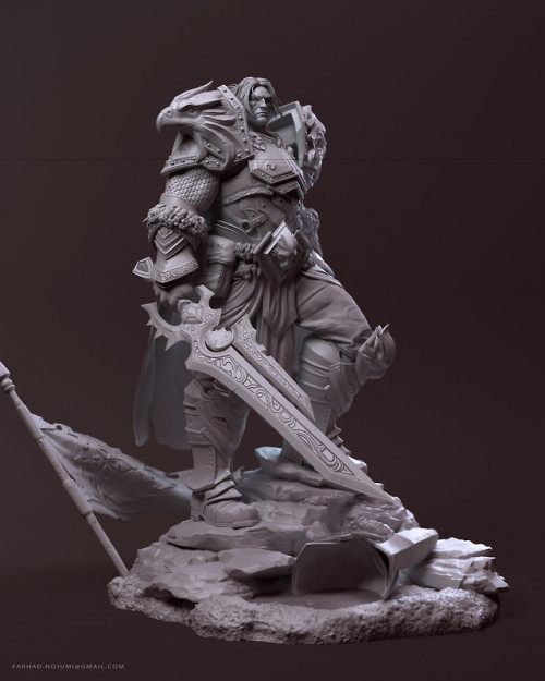 theartofmany:  Artist:  Farhad NojumiTitle:  King Varian Ryn“I had pleasure that joined to Taurus Studio team for making Warcraft figures. I worked on body armor and the pose. Head done by Caleb Nefzen. Also thanks to Ray Chan for art directing.”Amazing