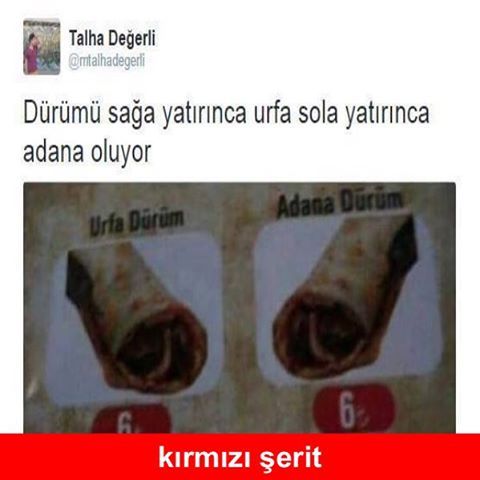 Dürümü sağa yatırınca Urfa...