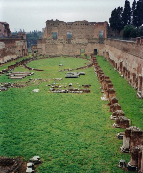 clioancientart:The Emperors’ private stadium in the Imperial Palace complex on the Palatine Hill, Ro