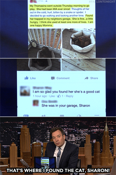fallontonight:  “Why don’t you check your garage every once and awhile!?” 