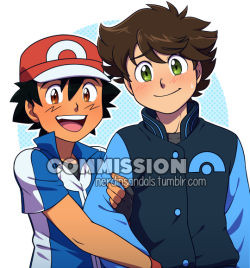 nerdinsandals:  Commission for @skytroops! :D Ash and his OC Skye! Thank you so much for commissioning me! 