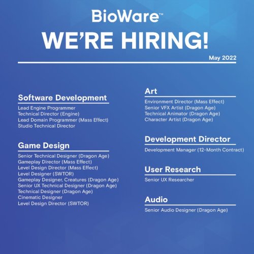 BioWare job opportunities [source, job postings]