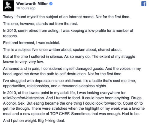 coelasquid:buzzfeedlgbt:buzzfeeduk:Wentworth Miller Slams Meme Mocking His WeightSo much yes. I know