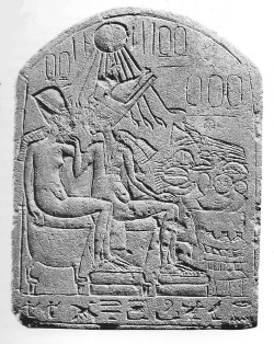 fuckyeaharchaeology:  The “Stela of Pasi”,  Provenience Unknown, Amarna Period Egypt (1353–1336 BCE)The “Stela of Pasi” is an small, unfinished limestone stela dating to the reign of the eccentric pharaoh, Akhentaten. According to the inscription,