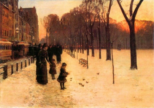 At Dusk (Boston Common at Twilight) - Painting by Frederick Childe Hassam, 1885–1886.Frederick Chil