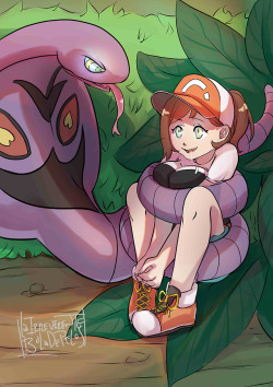 lairreverenteboladepelos:  hirotostar-hypnoart: Commision and art done by @lairreverenteboladepelos, I commissioned her to do this drawing for me. And I love it :) “  I am very hyped by Pokémon Let’s Go, so I did a survey to know which character