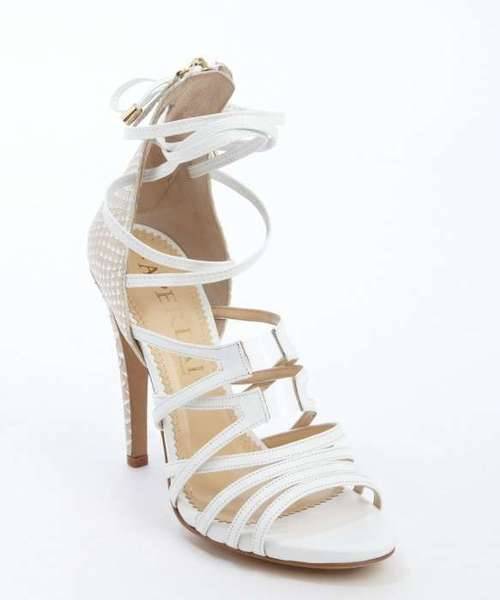 High Heels Blog White And Beige Leather Strappy Sandals via Tumblr