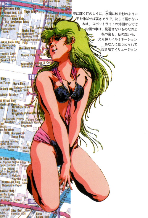 animarchive:    Eve from Megazone 23 - illustration by Haruhiko Mikimoto (’Cellu Works’, 1991)  